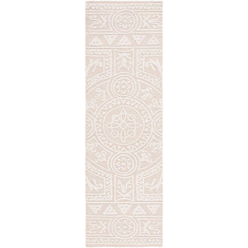 Light Gray Floral Hand-Tufted Wool Runner Rug