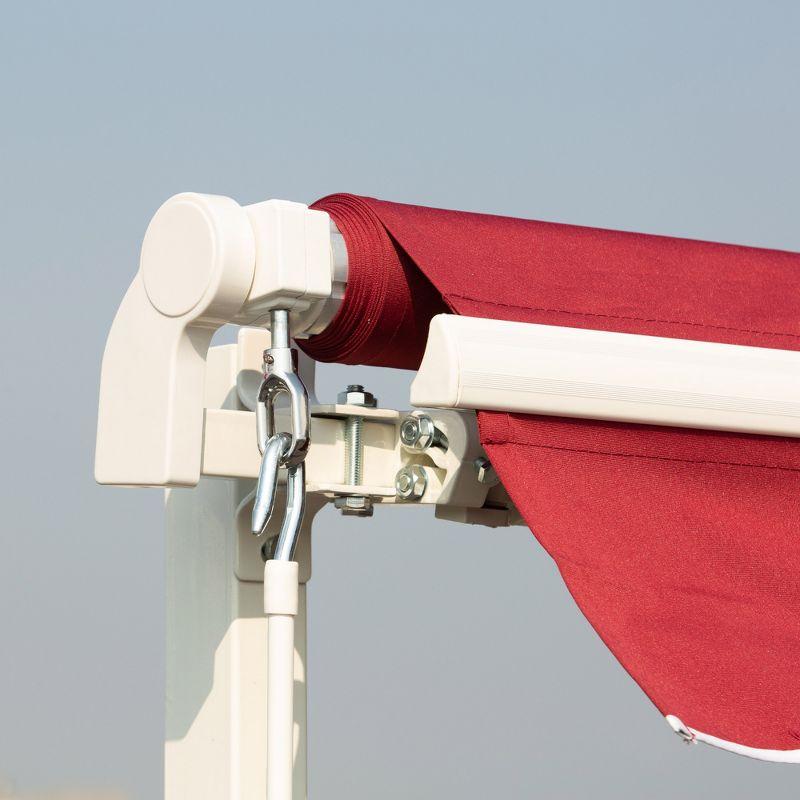 Outsunny 2'' Polyester Beige Cover Retractable Patio Awning