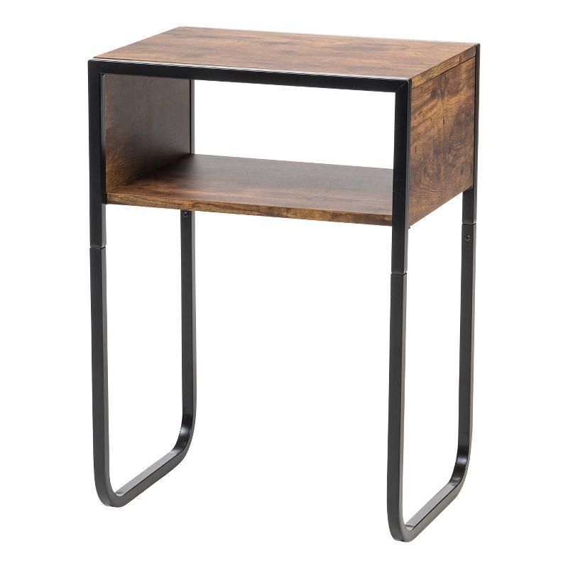 Versatile A-Shape Wood and Metal Cantilever Side Table, Brown