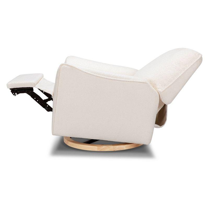 Babyletto Sunday Performance Chantilly Fleece Nursery Power Glider Recliner Chair with Light Wood Base