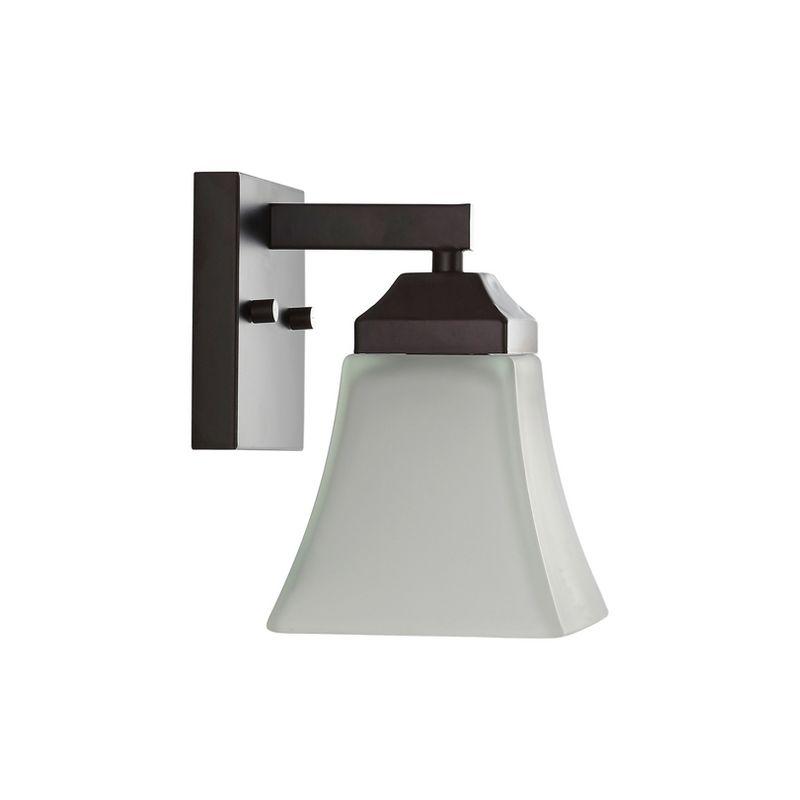 JONATHAN Y Staunton 5" 1-Light Iron/Glass Modern Cottage LED Vanity Light, Oil Rubbed Bronze