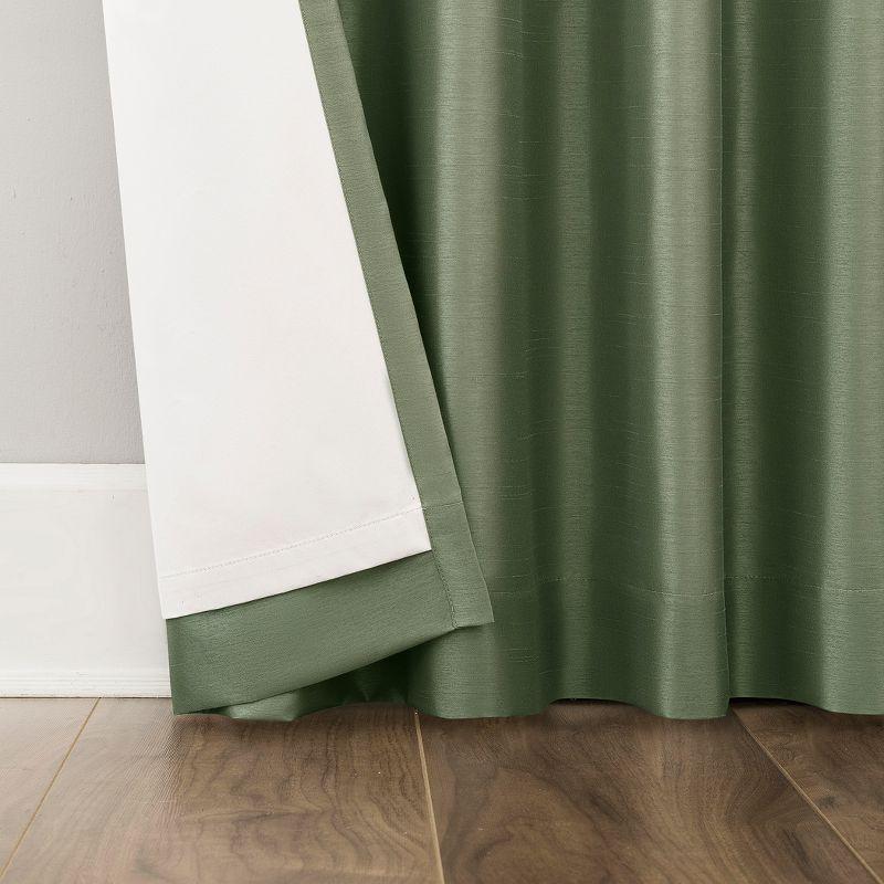 Faux Dupioni Silk Thermal Extreme 100% Blackout Back Tab Curtain Panel