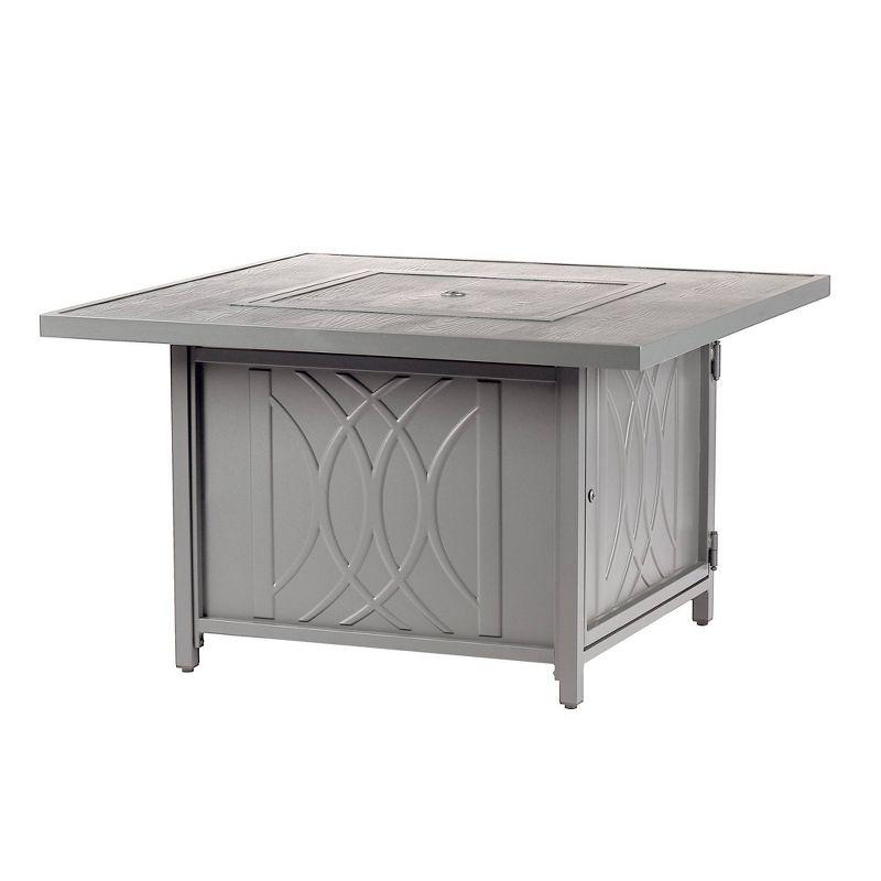 42" Square Aluminum 55000 BTUs Propane  Modern Fire Table with 2 Covers - Gray - Oakland Living
