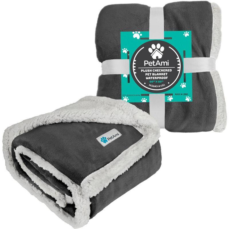 PetAmi Pet Blanket for Dogs Cats, Faux Shearling Fleece Soft Plush Reversible Washable Furniture Cover