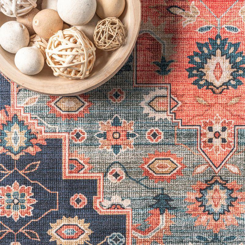 Nuloom Francis Persian Medallion Pet Friendly Machine Washable Area Rug, 4' x 6', Blue