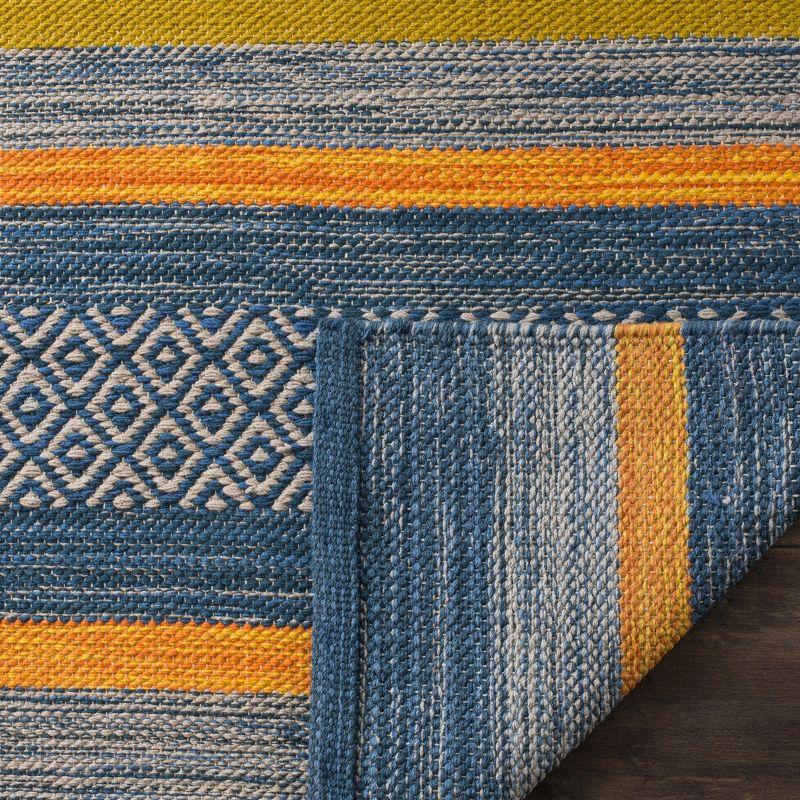 Coastal Breeze Hand-Woven Blue Cotton Square Accent Rug