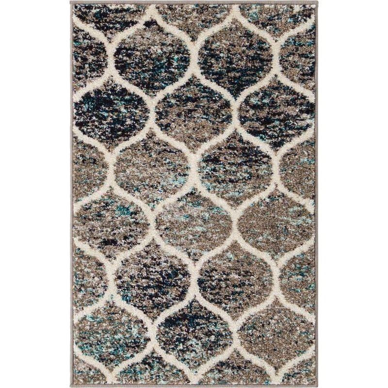 Unique Loom 2' 0 x 3' 0 Trellis Frieze Rounded Blue Multi Area Rug