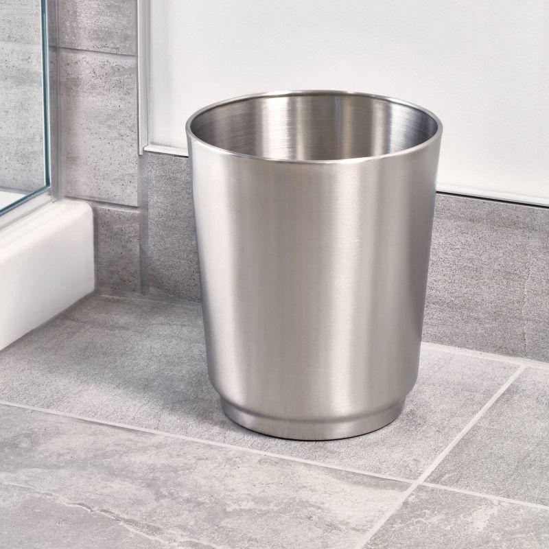 Compact Brushed Stainless Steel Bathroom Wastebasket