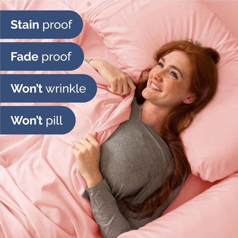 CGK Linens Luxury Soft 4 Piece Solid Bed Sheet Set - Deep Pocket Fits 8"-16" Mattresses in Baby Pink, Size Full