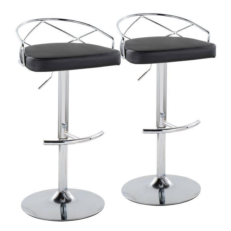 Set of 2 Black Adjustable Swivel Metal Barstools