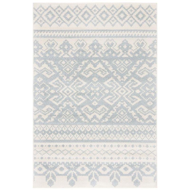 Slate and Ivory Rectangular Hand-Knotted Synthetic Area Rug 6' x 9'