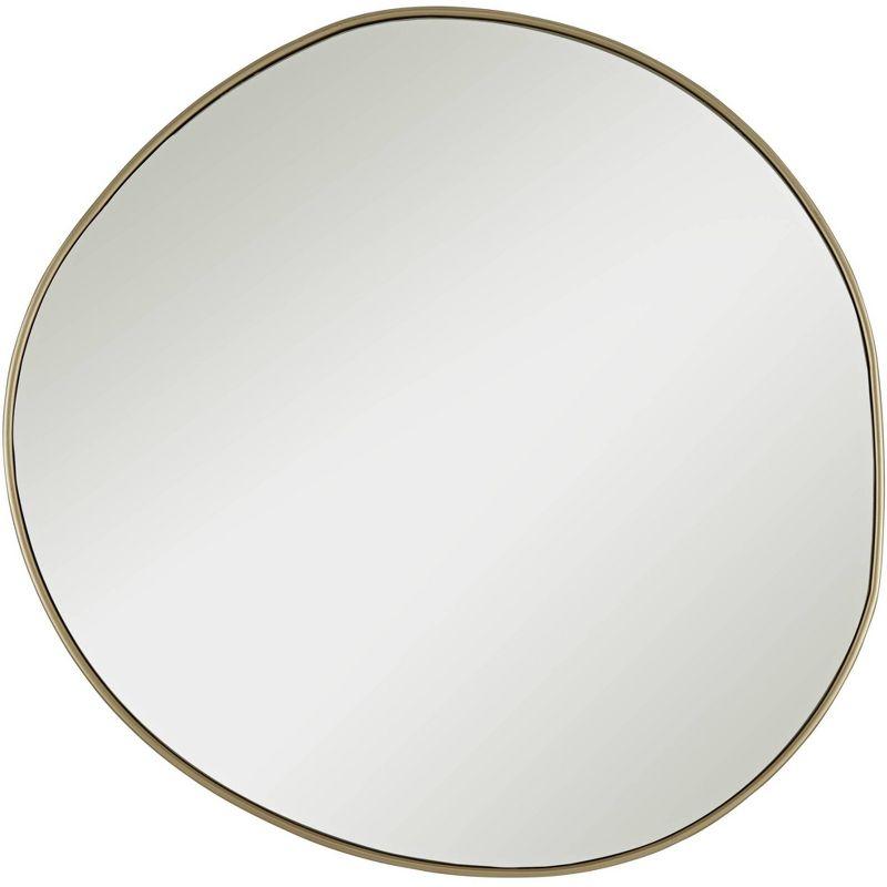 Champagne Gold Slender Wood 35" Round Wall Mirror