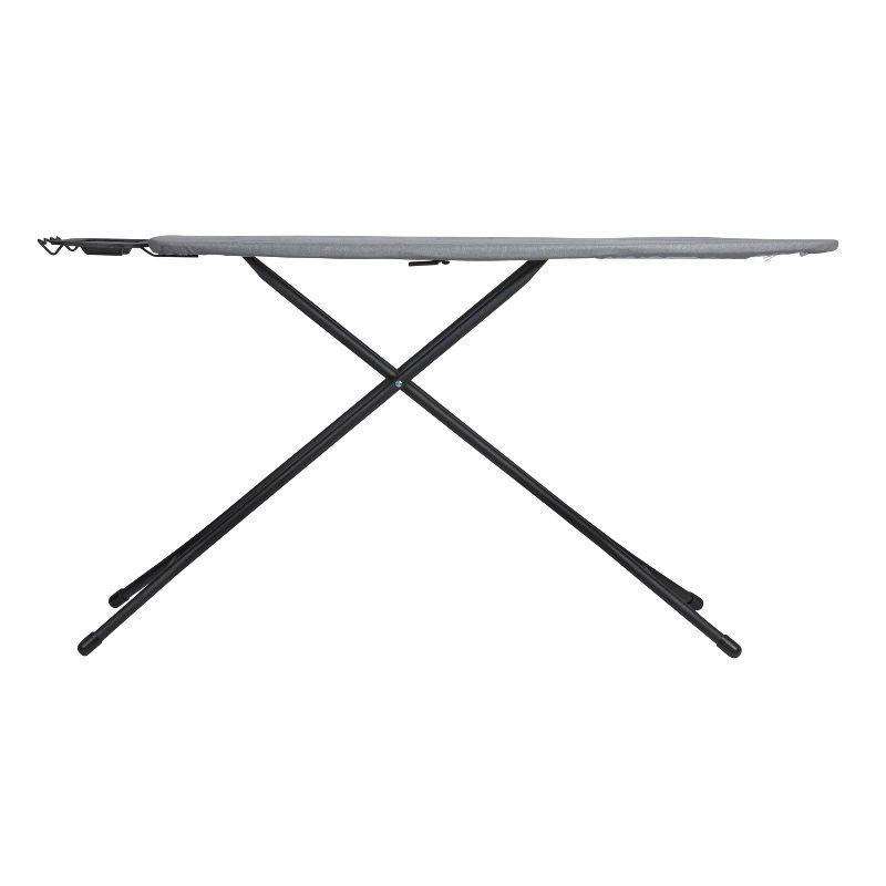 Household Essentials Ultra Ironing Board 4-Leg Cotton Cover Matte Black Frame Gray Cover: Collapsible Metal, 63" x 14.17"