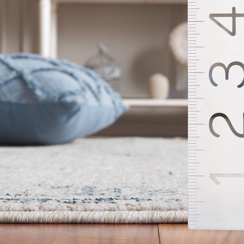 Distressed Blue and Gray Synthetic Rectangular Area Rug