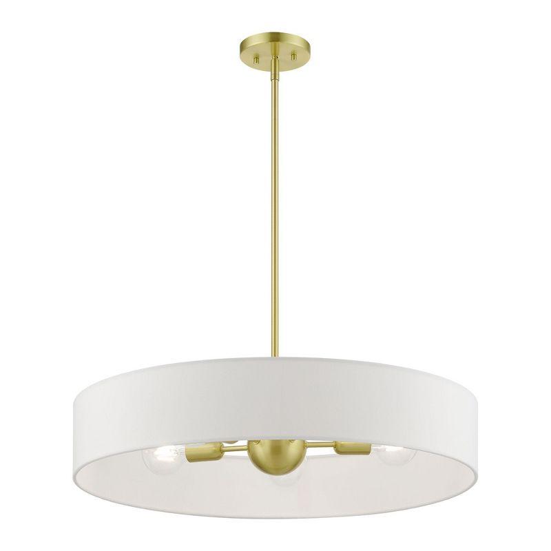 Livex Lighting Venlo 5 - Light Pendant in  Satin Brass/Shiny White