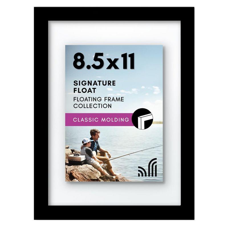 Americanflat Black Floating Picture Frame | Displays Any Size Photo up to 8.5 x 11 Inches. Lead Free Glass. Hanging Hardware Included!