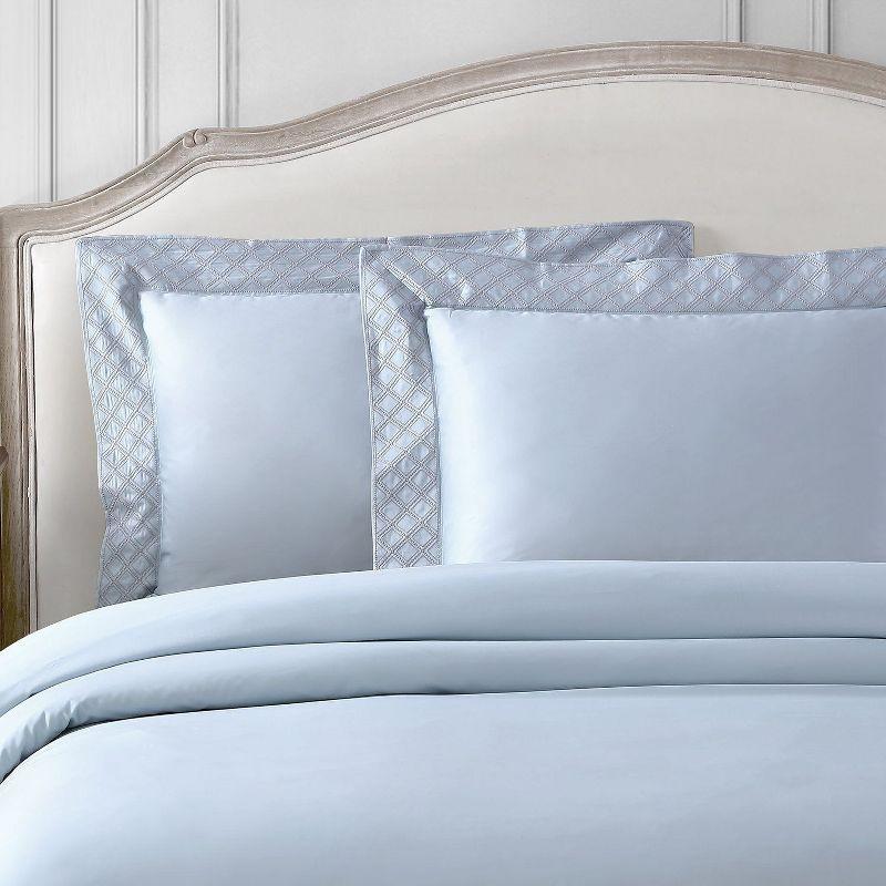 Light Blue Cotton Sateen Queen Duvet Cover Set