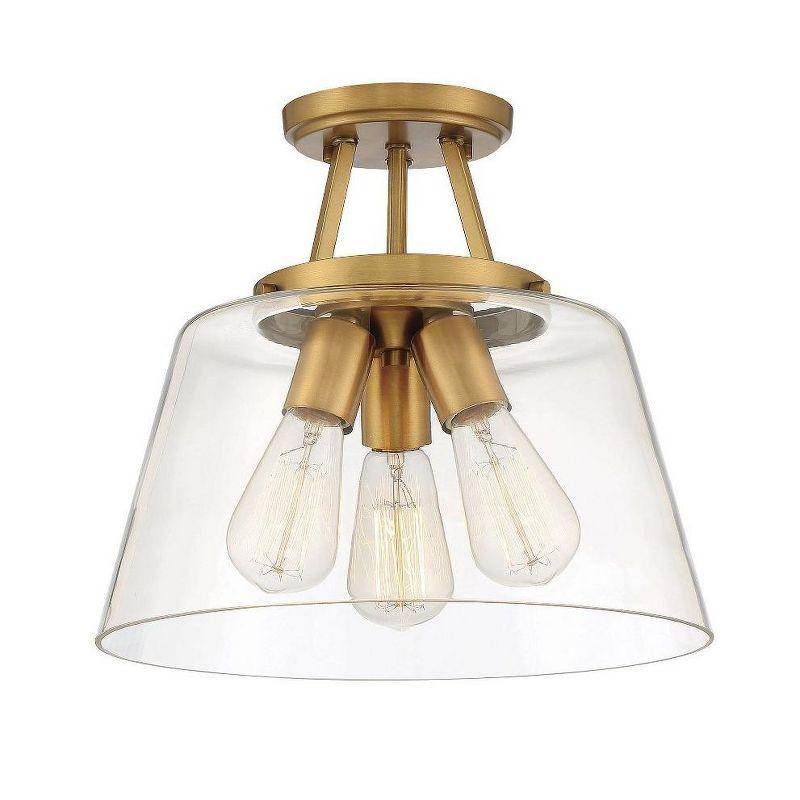 Savoy House Calhoun 3 - Light Semi-Flush Mount in  Warm Brass