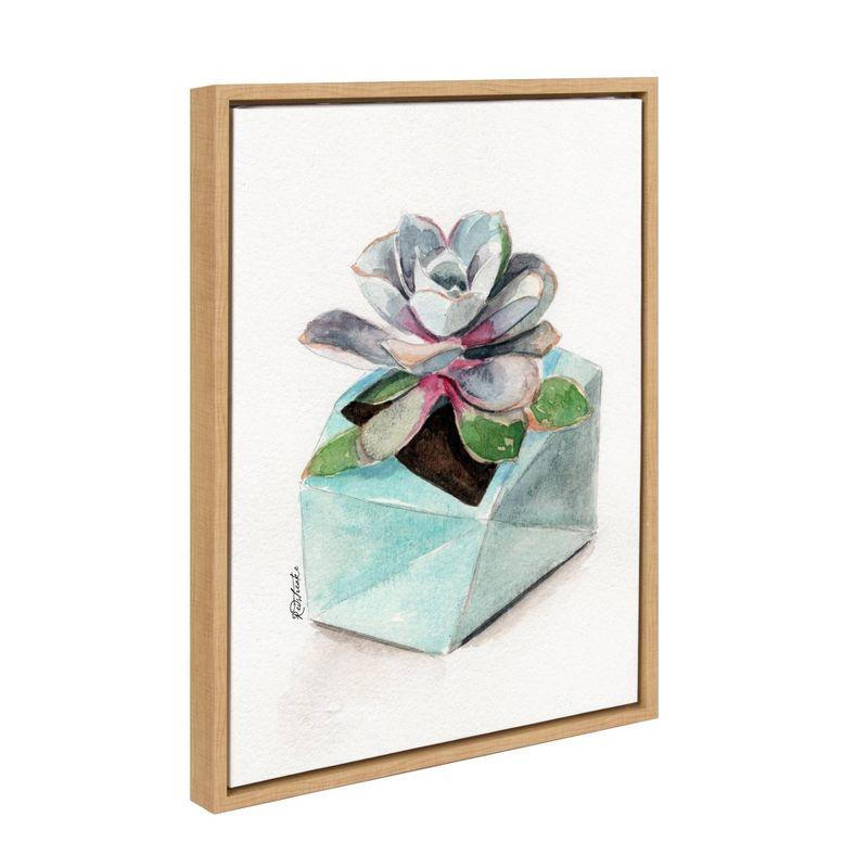 Sylvie Watercolor Succulent Framed Canvas Wall Art, 18x24 Natural