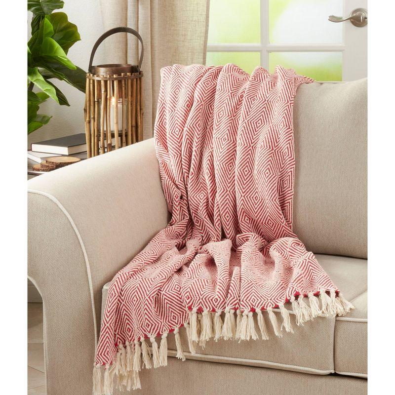 50"x60" Soft Cotton Diamond Weave Throw Blanket - Saro Lifestyle