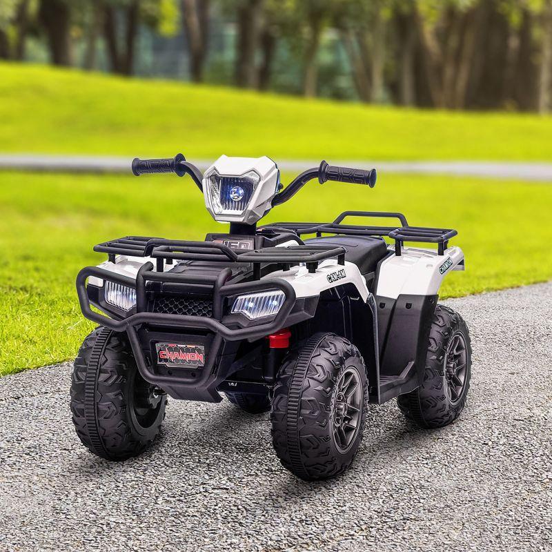 12V White Kids ATV Quad with Wear-Resistant Tread