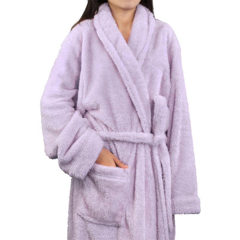 PAVILIA Premium Womens Plush Soft Robe Fluffy Warm, Fleece Faux Shearling Shaggy Bathrobe