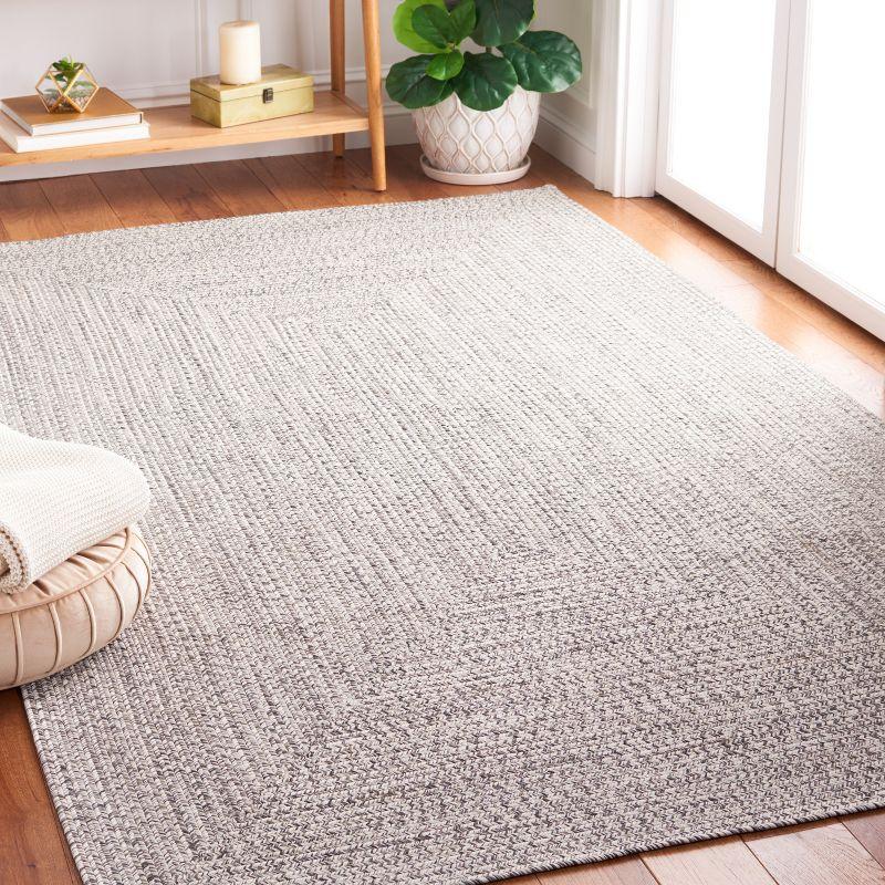 Braided BRA201 Machine Washable UV & Stain Resistant Non-Shedding Hand Woven Indoor/Outdoor Accent Rug - Grey/Ivory - 3'x5' - Safavieh
