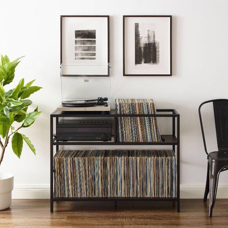 Provo Record Storage Console: Crosley Media Stand with Turntable Shelf, Vinyl Album Holder