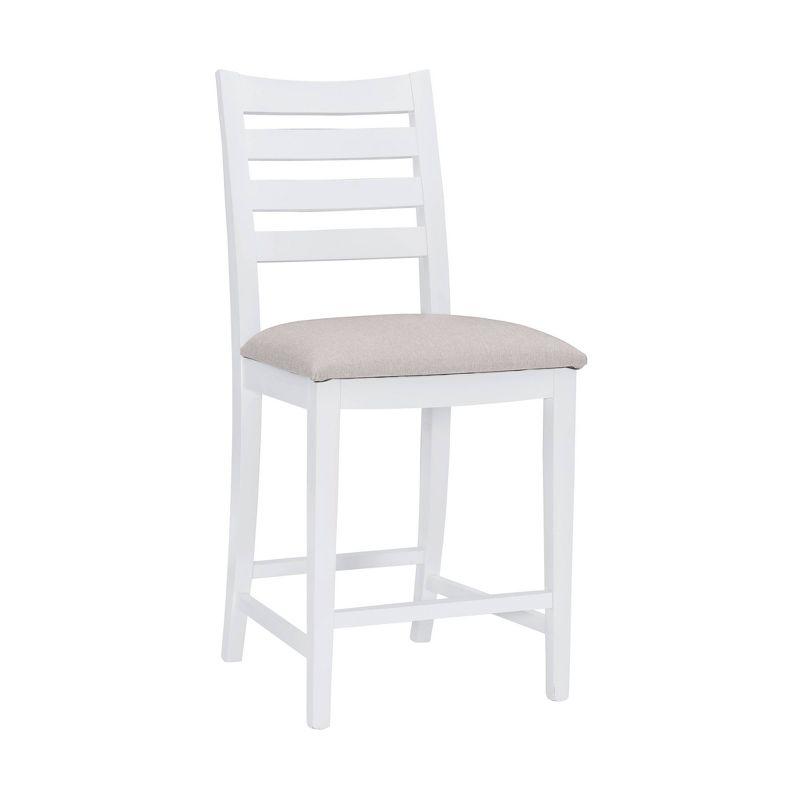 Set of 2 Flynn Ladder Back Counter Height Barstools Upholstered White - Linon: No Assembly, Solid Beechwood