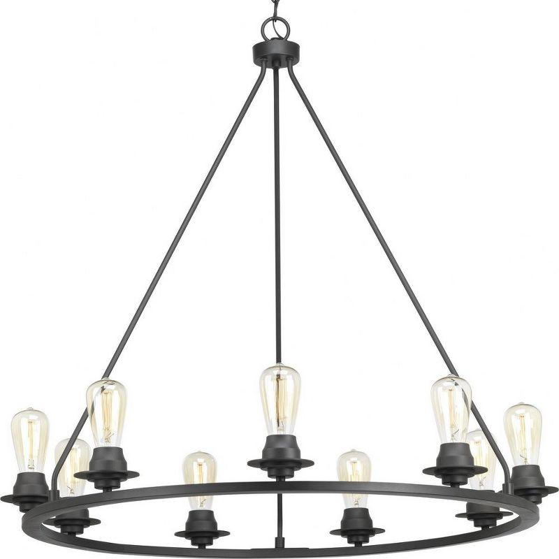 Progress Lighting, Debut Collection, 9-Light Chandelier, Graphite, Clear Seeded Glass