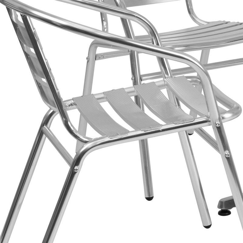 Emma and Oliver 31.5" Square Aluminum Table Set with 4 Slat Back Chairs