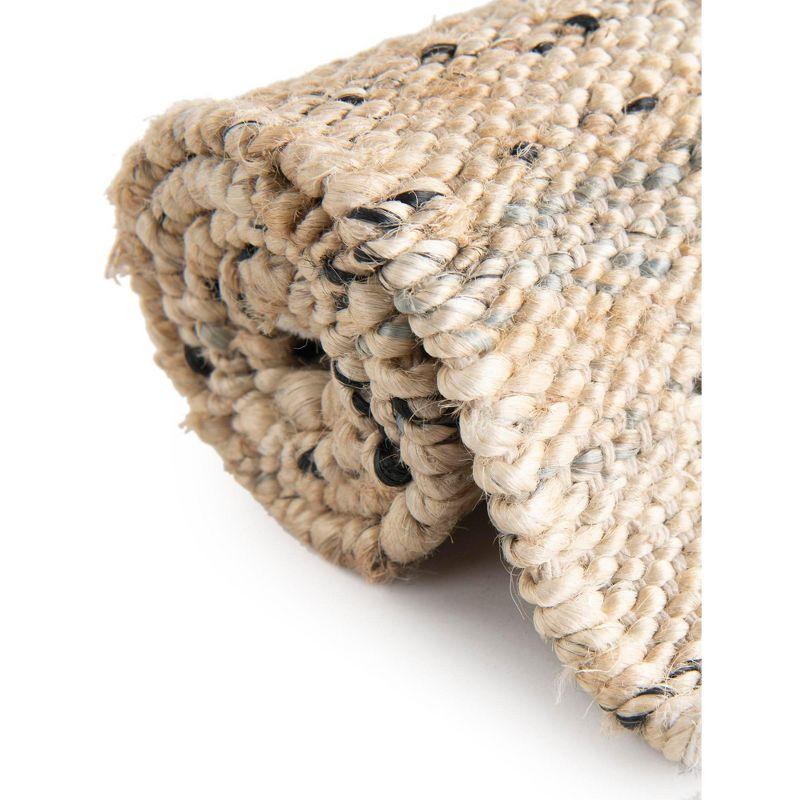 Unique Loom Palm Beach Jute Collection Area Rug - Worth Avenue (5' 1" x 8' Rectangle Palomino Ivory/Black)