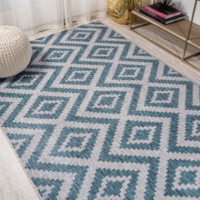 4'x6' Sintra Diamond Indoor/Outdoor Area Rug, Blue/Gray - JONATHAN Y