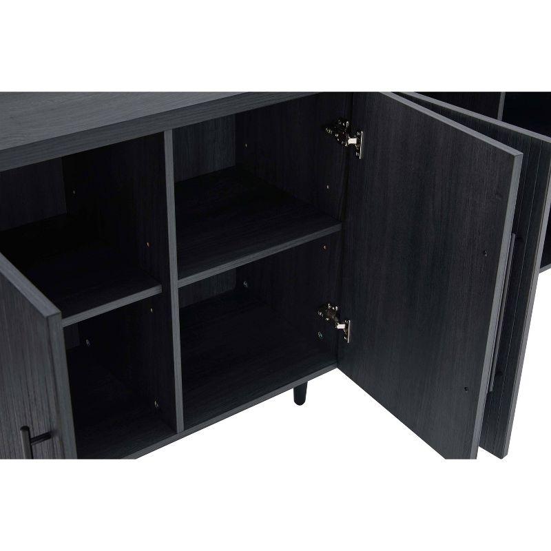 Manhattan Comfort Jodie 65" Mid-Century Modern Sideboard with 8 Adjustable Shelves in Charcoal Gray