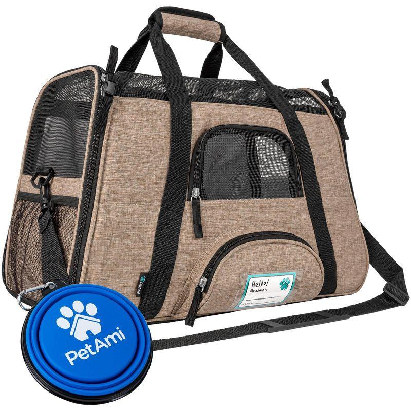 PetAmi Airline Approved Pet Carrier for Cat Dog, Soft Sided Travel Supplies Accessories, Ventilated Carrying Bag Kitten Puppy