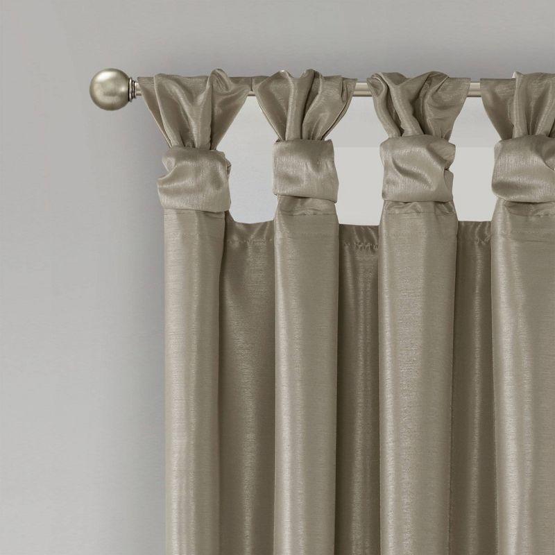 Emilia Faux Silk Twist Tab Total Blackout Window Curtain Panel