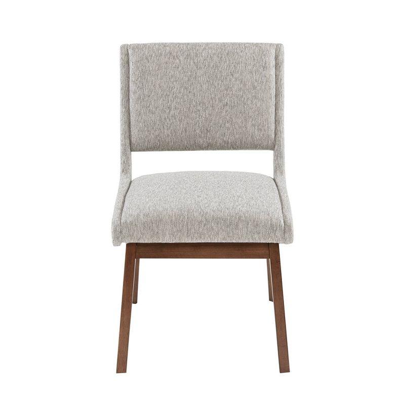 Set of 2 Light Gray Upholstered Dining Side Chairs with Rubberwood Legs