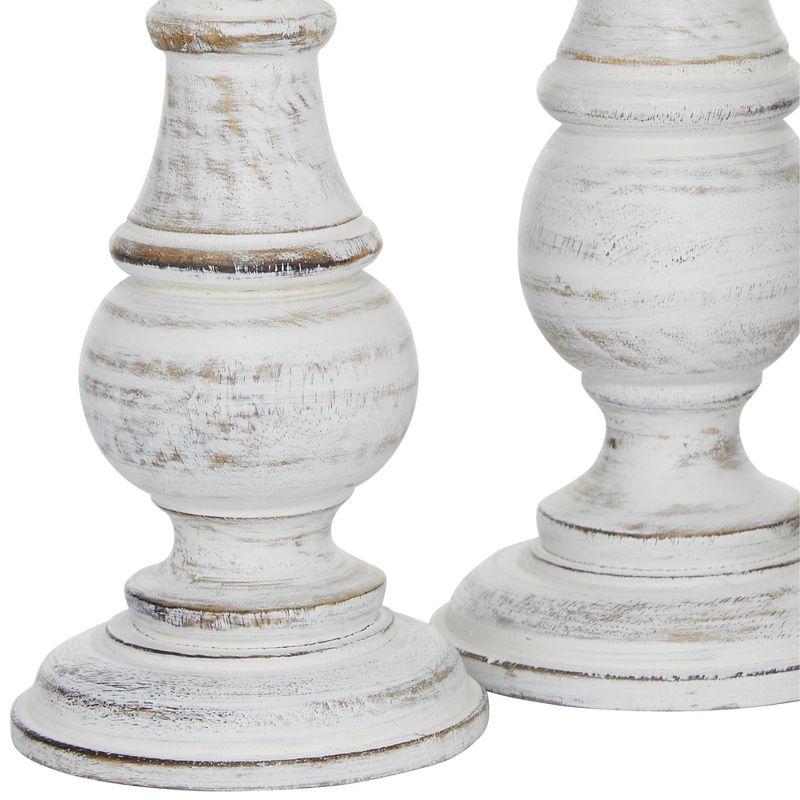 Set of 3 Rustic Pillar Candle Holder White - Olivia & May: Elegant Mango Wood, Sturdy Base, Indoor Use