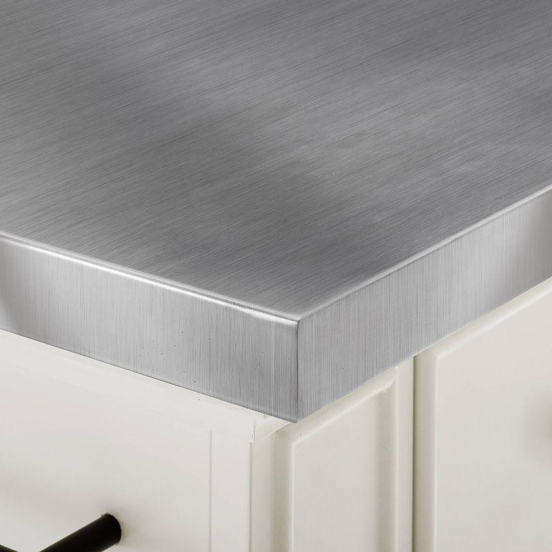 Julia White Kitchen Island with Stainless Steel Top