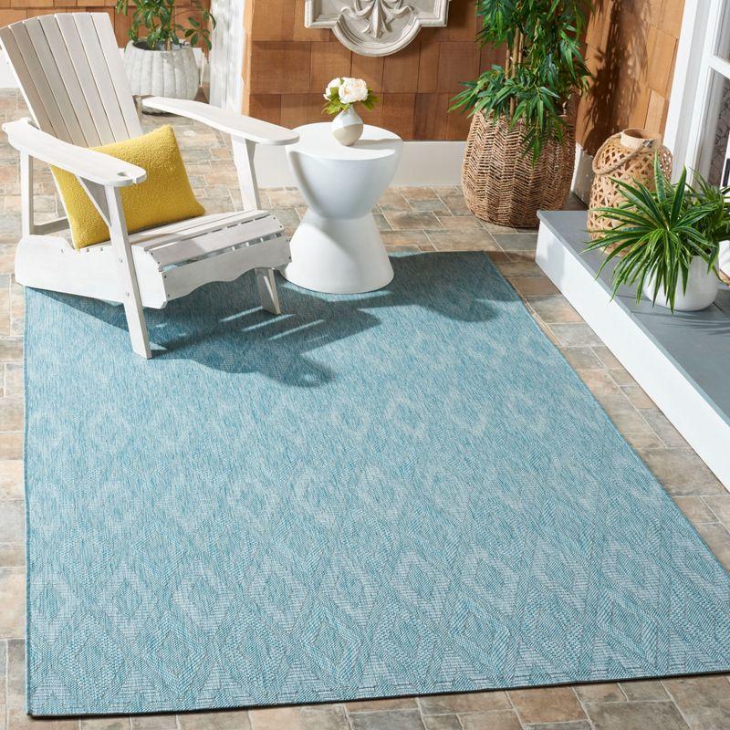 Aqua Diamond Weave 5'3" x 7'7" Synthetic Round Area Rug