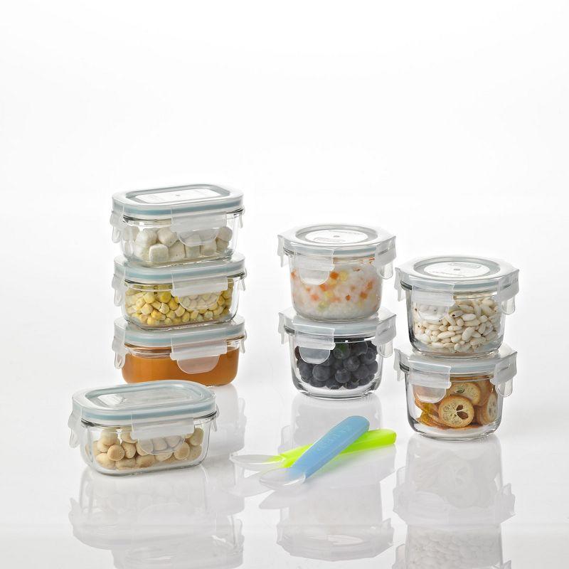 Clear Glass Baby Food Storage Container Set with Lids and Spoons