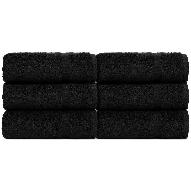 BC BARE COTTON Luxury Hotel & Spa Towel Turkish Cotton Washcloths - Dobby Border (13x13 Inches) - Set of 12 - Wedgewood