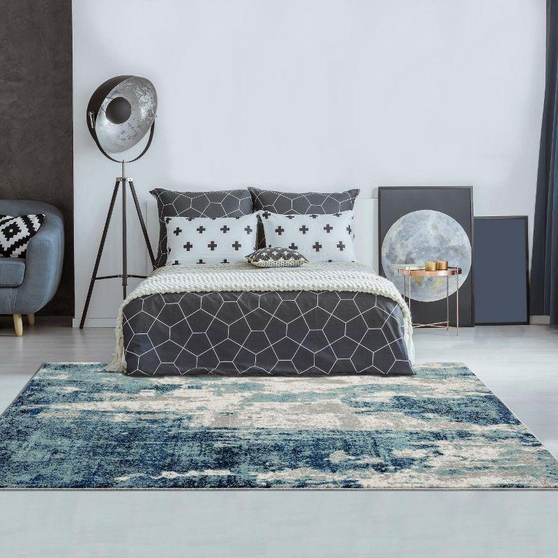 17 Stories Elkmont Abstract Light Blue/Gray Area Rug