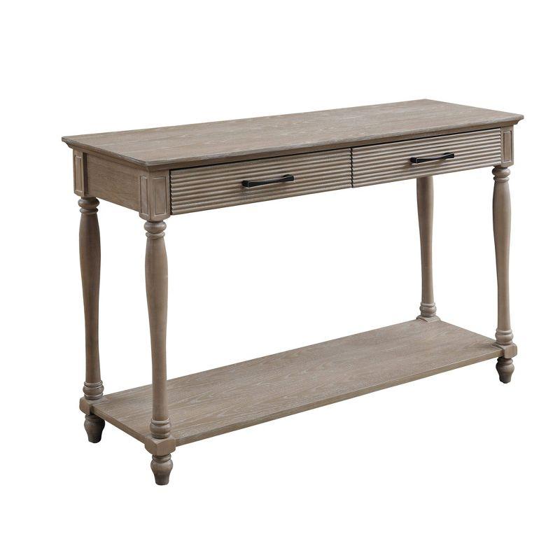 Acme Furniture Ariolo Sofa Table Antique White: Rectangular Entryway Table with Drawer, Wood Frame & MDF Top
