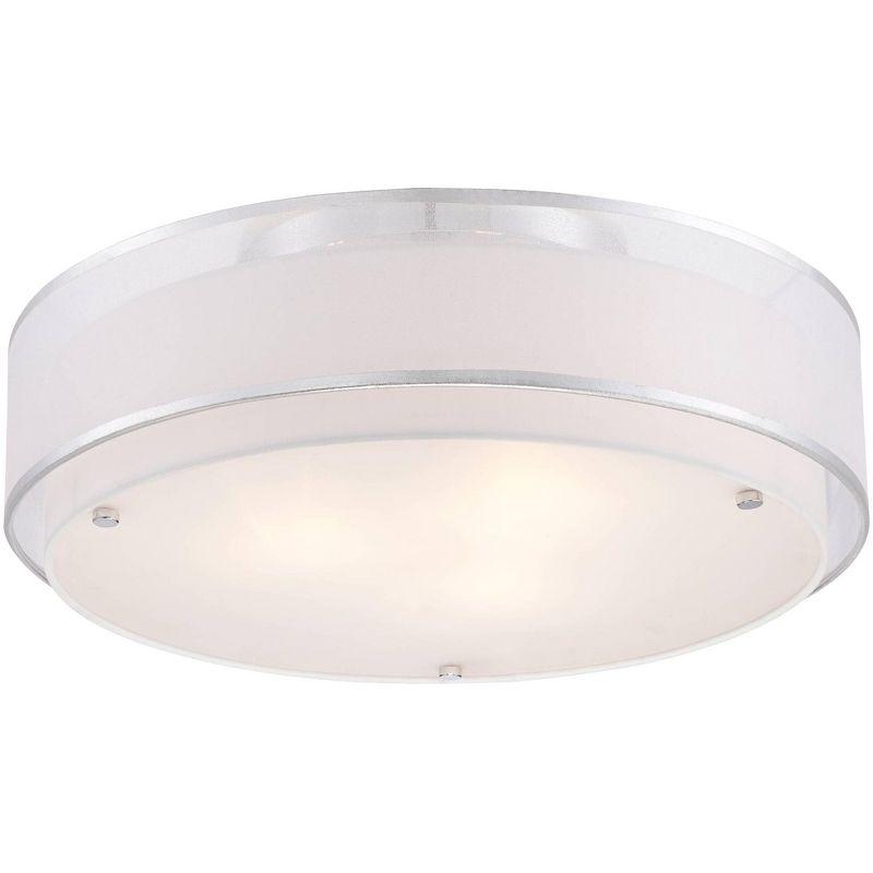 Elegant Chrome 22" Semi-Flushmount Ceiling Light with Double Drum Shade