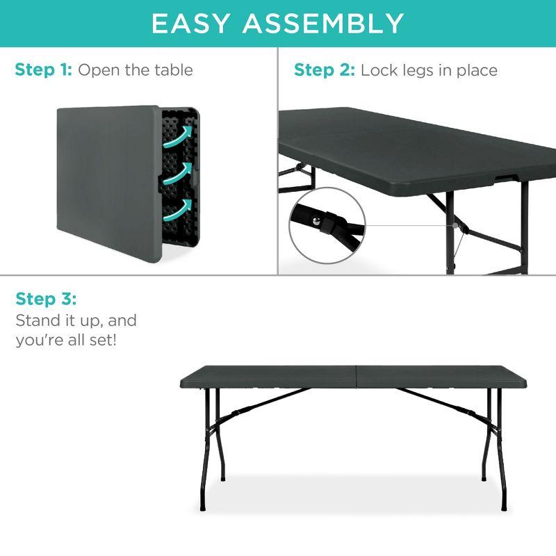 Best Choice Products 6ft Plastic Folding Table, Indoor Outdoor Heavy Duty Portable w/ Handle, Lock