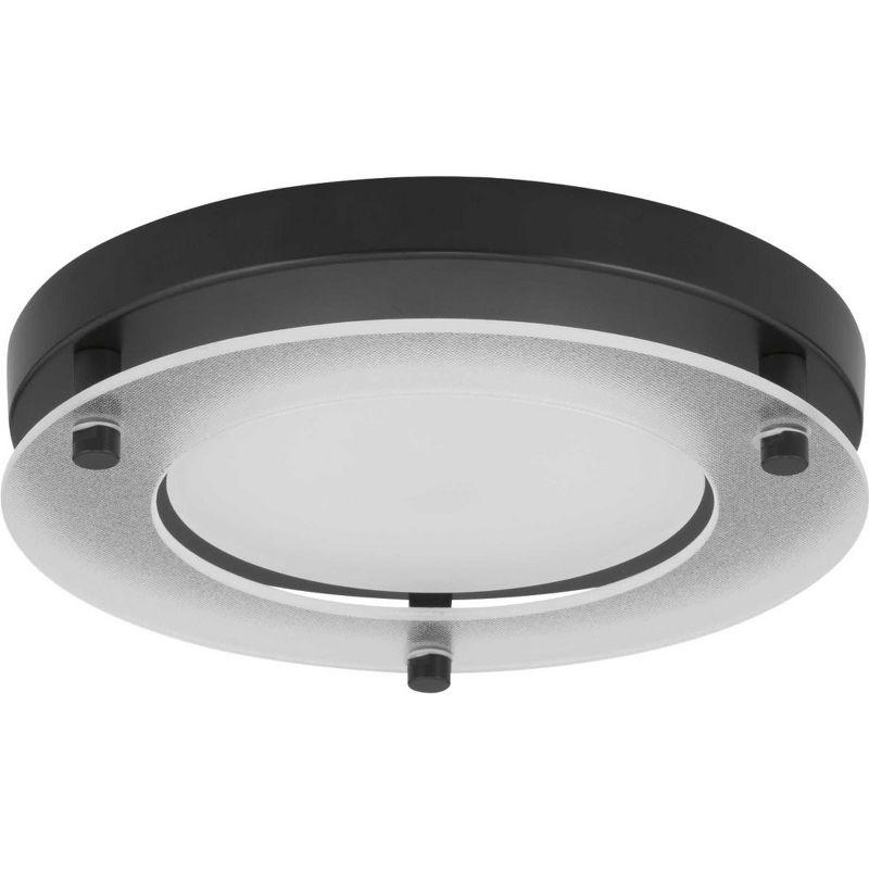 Progress Lighting, Snap-In Collection, 1-Light Flush Mount, Brushed Nickel, Decorative Glass, Polycarbonate Material