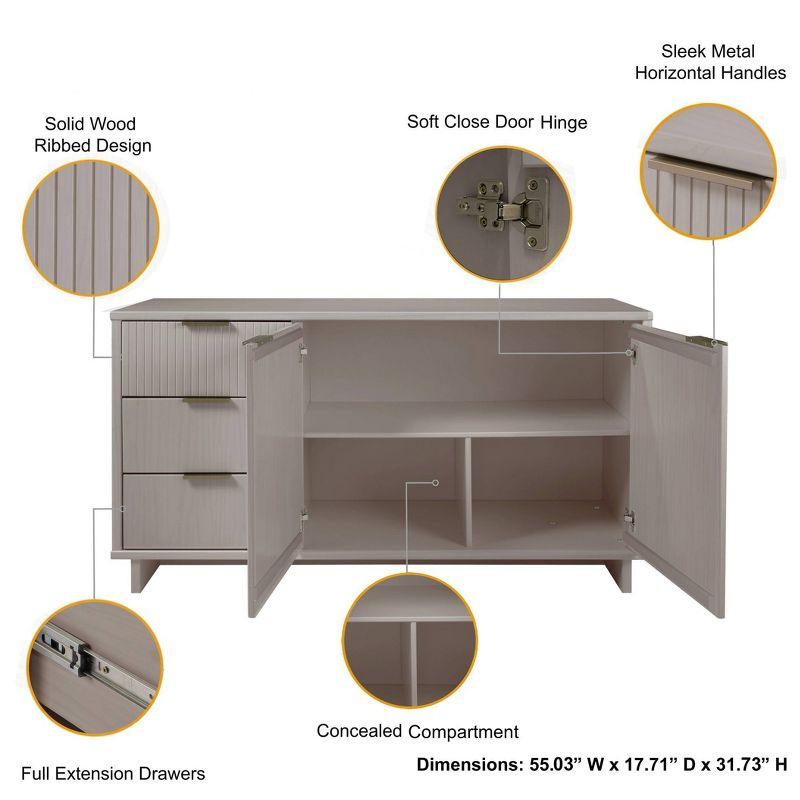 55.07" Granville Modern 3 Drawer Sideboard - Manhattan Comfort