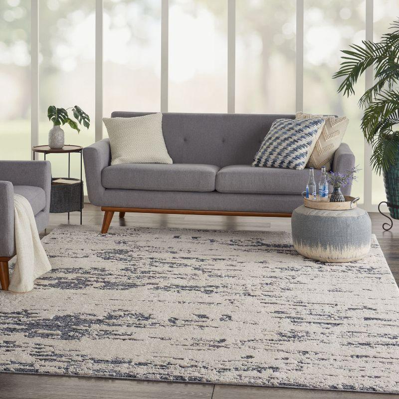 Nourison Textured Contemporary Plush Indoor Area Rug Ivory Blue 7'10" x 9'10"