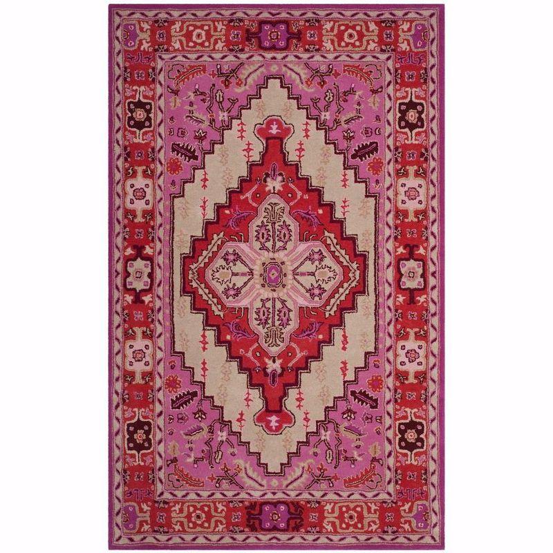 Bellagio BLG545 Hand Tufted Area Rug - Red Pink/Ivory - 5'x8' - Safavieh.